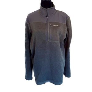 EDDIE BAUER Men’s Size TL 1/4-Zip Pullover Sweater Fleece Forest Green